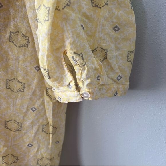 Eddie Bauer Pale Yellow Cotton Blouse Size L - Picture 3 of 6